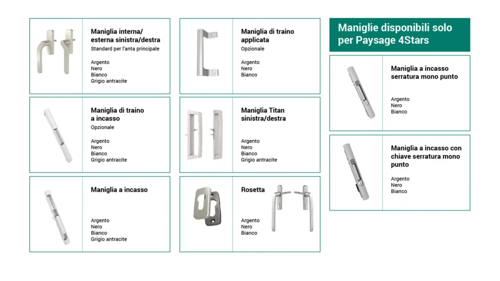 Aluminum sliding handles - Paysage 5Stars and Paysage 4Stars