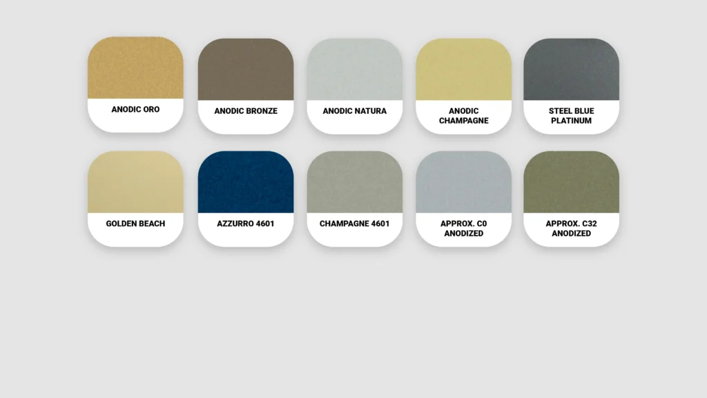 Panorama Colour Range-Group 3- Anodized imitation colours